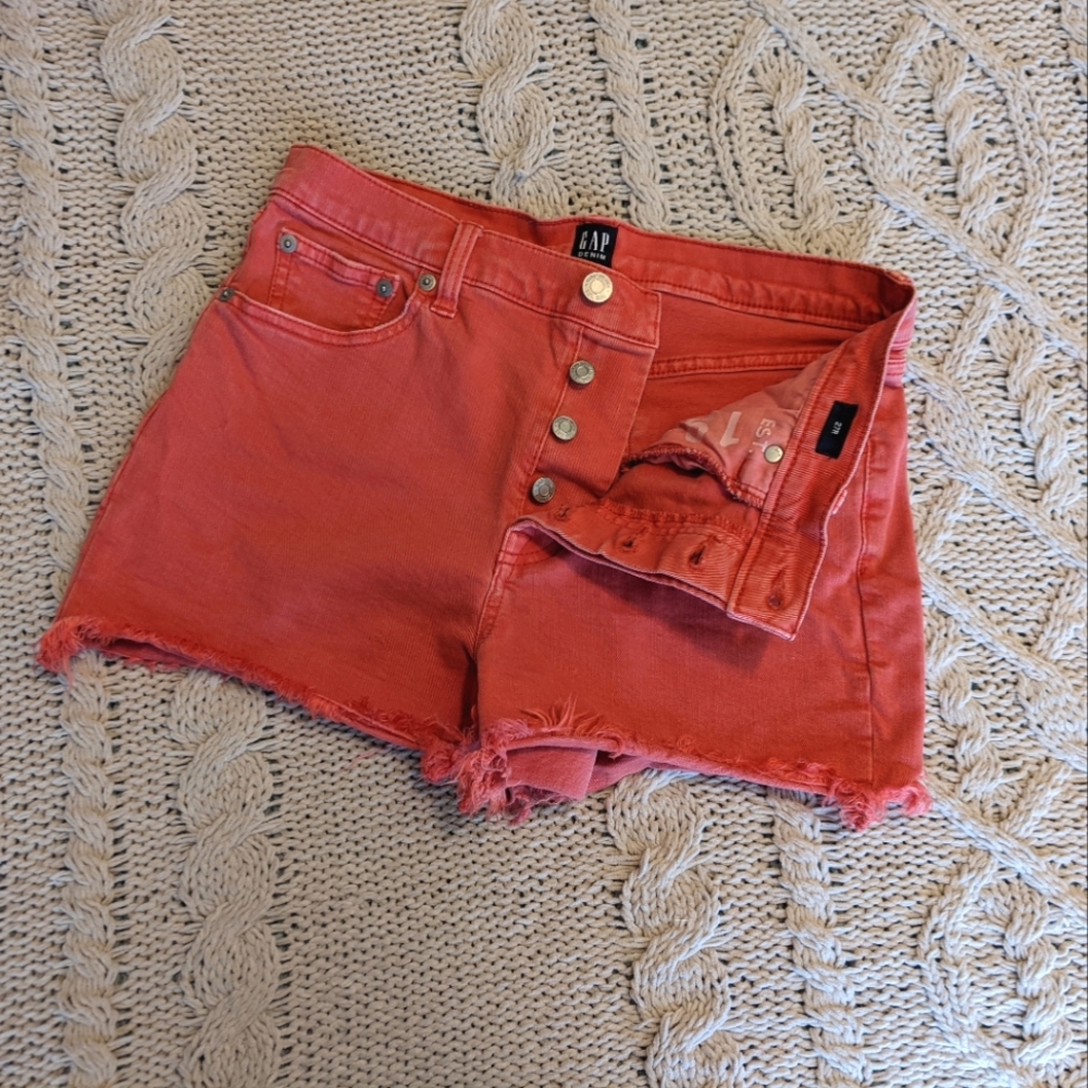 Gap Red Hi-Rise Festival Cutoff Shorts Sz 27